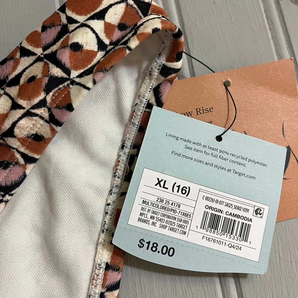 Shade & Shore Geo Print Low Rise High Leg Bikini Bottoms Women XL Multicolor NWT - Picture 6 of 12